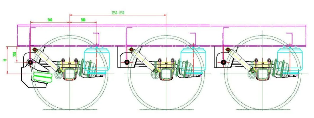 Auto Parts Manufacturer 13t Air Spring Type Air Suspension for Semi Trailer